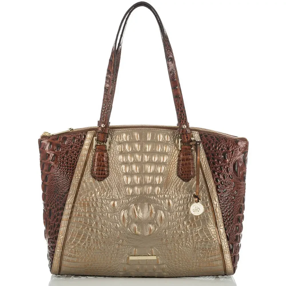 BRAHMIN Women's CROC EMBOSSED EMERSON Leather ROSE GOLD PROVENCE Satchel Bag